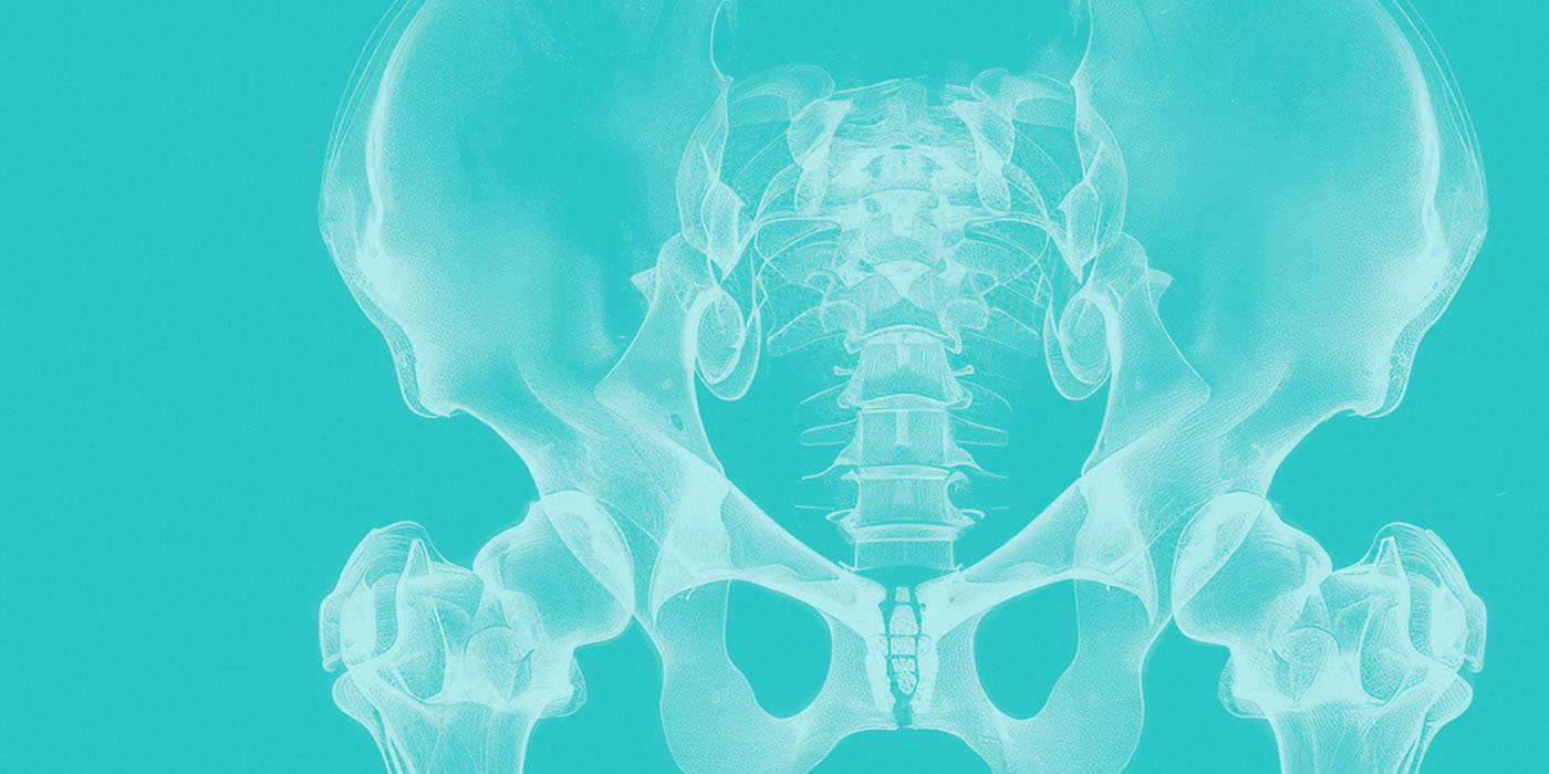Pelvic anatomy illustration showing the pelvis and sacrum